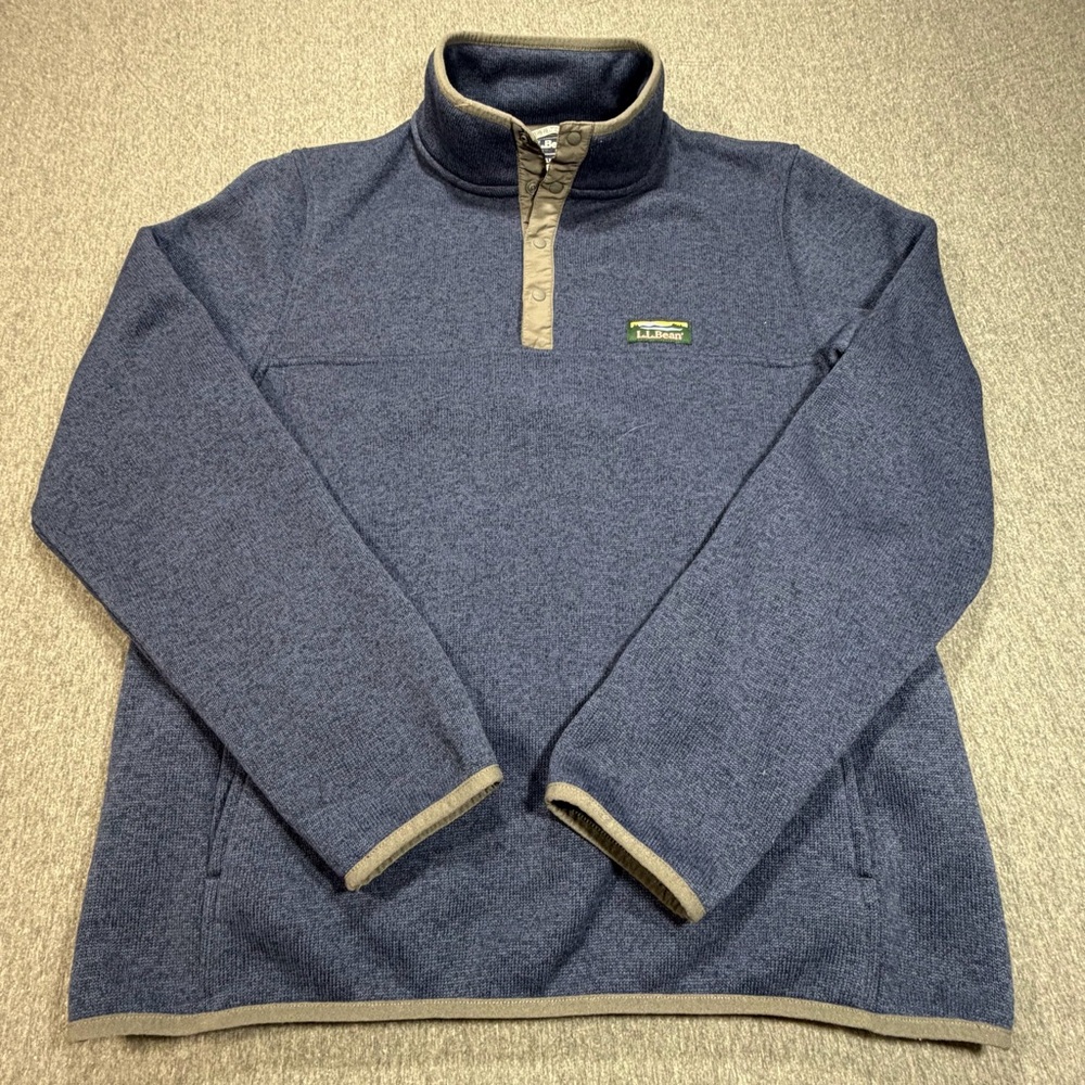 L.L.Bean Men’s Medium Slightly Fitted Sweater Fleece Pullover 1/4 Snap Pullover - Picture 2 of 6